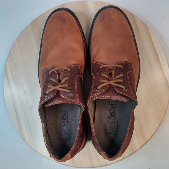 Josef Seibel Oscar 05 100% Leather Derby Brown Dress Shoes Men EU 43/ US 10